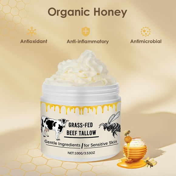 2 Pack Whipped Beef Tallow for Skin Organic Grass Fed Honey Moisturizer - Picture 4 of 12